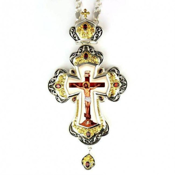 Хрест латунний з фрагментарною позолотою з ланцюгом арт. 2.10.0390лф-2^1л