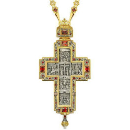 Хрест для священика з ланцюгом срібний зі вставками  арт. 2.10.0177пр^52п