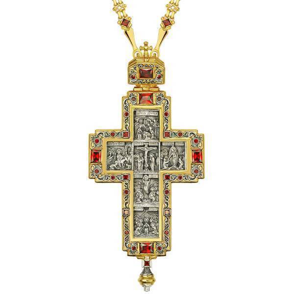 Хрест для священика з ланцюгом срібний зі вставками  арт. 2.10.0177п^52п