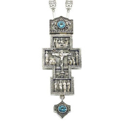 Хрест-мощовик для священика срібний з аметистами і ланцюгом  арт. 2.10.0036н^19