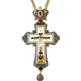 Хрест латунний в позолоті з принтом і з ланцюгом арт. 2.10.0293лпр-2^1лп