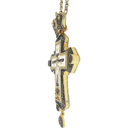 Хрест латунний в позолоті з принтом і з ланцюгом арт. 2.10.0293лпр-2^1лп