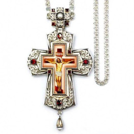 Хрест латунний з деколем, з оксидуванням і ланцюгом арт. 2.10.0354лр-2^1л