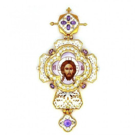 Хрест латунний в позолоті з каменями арт. 2.10.0417лпф-2