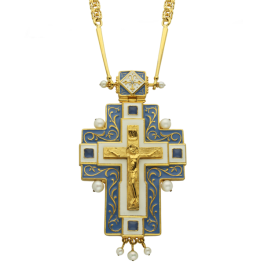 Хрест православний наперсний з юаелірного сплаву у позолоті з ланцюгом арт. 2.10.0047лпэ^34лп