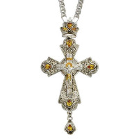 Хрест для священика латунний зі вставками з ланцюгом арт. BJ0131L+1L Хрест для священика латунний зі вставками з ланцюгом арт. BJ0131L+1L