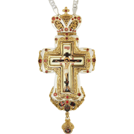 Хрест латунний з фрагментарною позолотою принтом і ланцюгом арт. 2.10.0295лф-2^1л