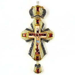 Хрест латунний з фрагментарною позолотою, накладками, родіюванням і деколем   арт. 2.10.0356лфр-2