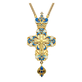 Хрест православний наперсний з латуні у позолоті з ланцюгом арт. 2.10.0031лп^1лп