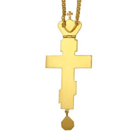 Хрест латунний в позолоті з принтом і з ланцюгом арт. 2.10.0324лп-2^1лп
