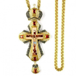 Хрест латуні з фрагментарною позолотою з ланцюгом арт. 2.10.0356лфр-2^1лп