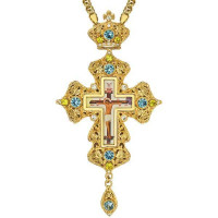 Хрест наперсний латунний з прикрасами арт. BJ0163LP-2+1LP