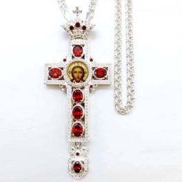 Хрест для священнослужителя латунний в срібленні з ланцюгом арт. 2.10.0270л-2^1л