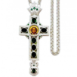 Хрест для священнослужителя латунний в срібленні з ланцюгом арт. 2.10.0270л-2^1л