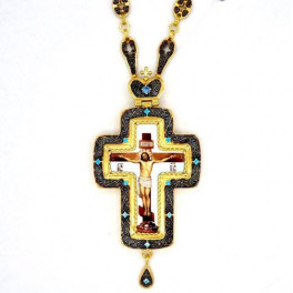 Хрест латунний в позолоті з принтом і з ланцюгом арт. 2.10.0284лпр-2^80лпр