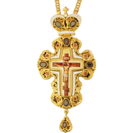 Хрест латунний в позолоті з принтом і з ланцюгом арт. 2.10.0296лпф-2^1лп