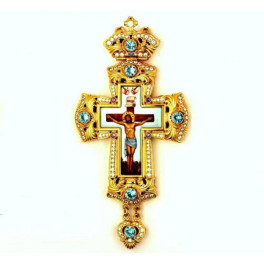 Хрест латунний в позолоті з деколей арт. 2.10.0359лп-2