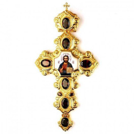 Хрест латунний в позолоті з деколью і зі вставками   арт. 2.10.0387лп-2