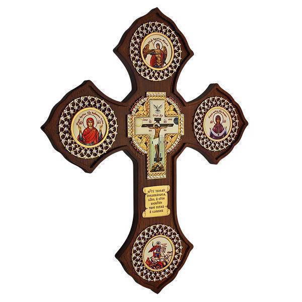 Хрест латунний настінний на дереві  арт. 2.7.0537лп