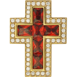 Хрест на скуфію срібний в позолоті зі вставками   арт. 2.7.1156п