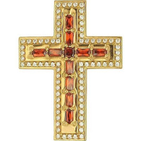 Хрест на скуфью з срібла в позолоті зі вставками  арт. 2.7.1158п