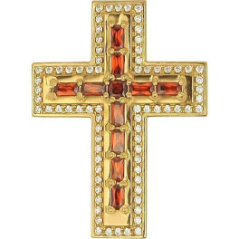 Хрест на скуфью з срібла в позолоті зі вставками  арт. 2.7.1158п