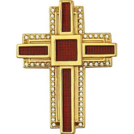 Хрест на скуф'ю латунний в позолоті з емаллю  арт. 2.7.1206лпэ