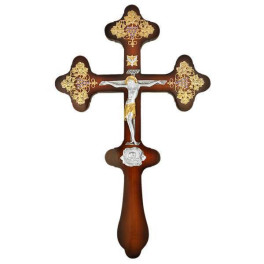 Хрест напрестольний латунний на дереві в позолоті  арт. 2.7.0605лп