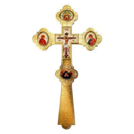 Хрест напрестольний латунний з принтом і фрагментарною позолотою  арт. 2.7.0852лп