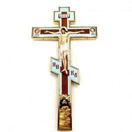 Хрест напрестольний латунний з принтом в позолоті арт. 2.7.0777лп