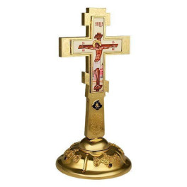 Хрест латунний в позолоті з принтом арт. 2.7.1017лп-2
