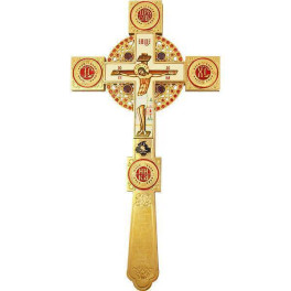 Хрест Напрестольний латунний в позолоті на дереві арт. 2.7.1221лп