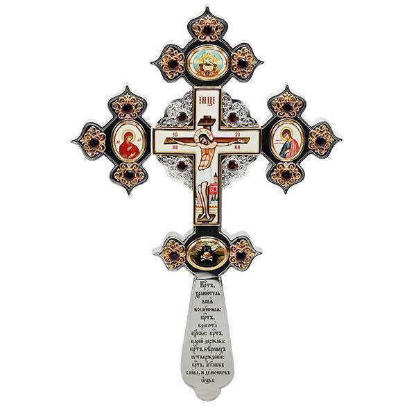 Хрест латунний напрестольний в позолоті з принтами   арт. 2.7.1074лф