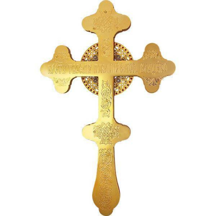 Хрест напрестольний латунний в позолоті на дереві арт. 2.7.1225лп