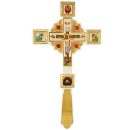 Хрест напрестольний латунний с акрилом в позолоте  арт. 2.7.1272лпч