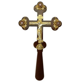 Хрест напрестольний латунний на дереві в позолоті  арт. 2.7.0604лп