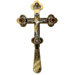 Хрест напрестольний срібний зі вставками і фрагментарною позолотою  арт. 2.7.0619
