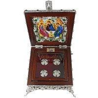 Ковчег латунний з емаллю і мощовиками 4 штуки арт. BG0738LE+626L+4