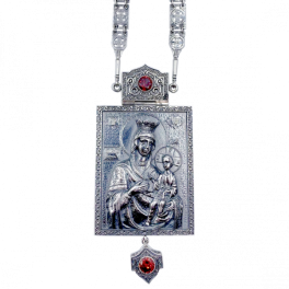 Панагія священнослужителя латунна в срібленні з прикрасами і ланцюгом арт. 2.7.0425л^39л