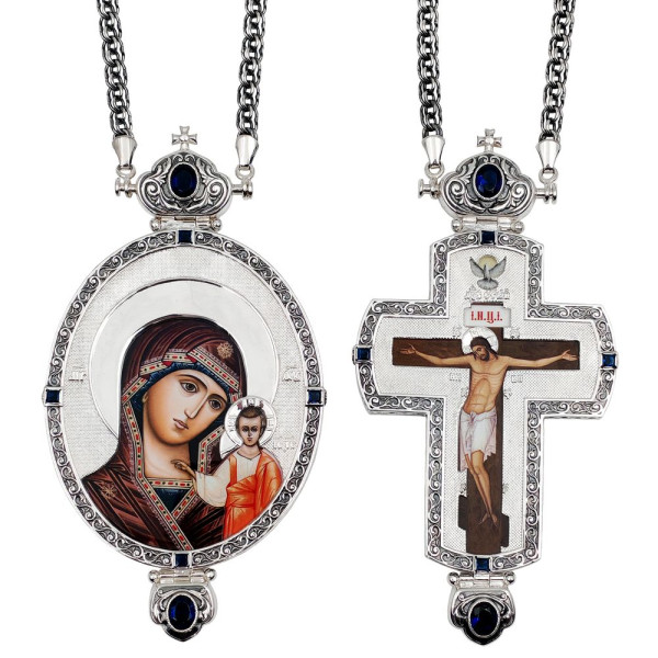 Архієрейський набір з латуні в срібленні з чорненням і ланцюгами арт. BG1843LR-2+1LR-SET