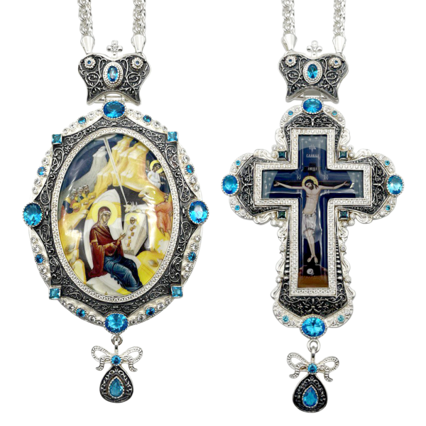 Архієрейський набір латунний у срібленні з чорнінням і ланцюгами арт. BG1953LR-2+1L-SET