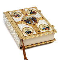 Євангеліє велике з окладом з латуні в позолоті з фрагментарним срібленням арт. BG2540LF Євангеліє велике з окладом з латуні в позолоті з фрагментарним срібленням арт. BG2540LF