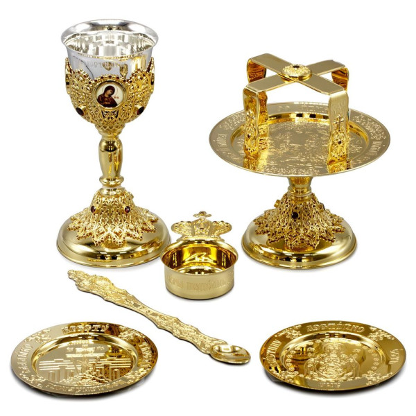Євхаристійний набір комбінований з латуні в позолоті арт. BG1003KLP-2-SET+7