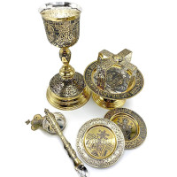 Євхаристійний набір комбінований з латуні в позолоті з чорнінням арт. BG1305KLPR-SET+7 Євхаристійний набір комбінований з латуні в позолоті з чорнінням арт. BG1305KLPR-SET+7