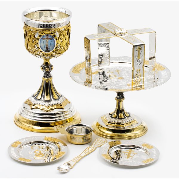 Євхаристійний набір комбінований з латуні в срібленні арт. BG0980KLFR-SET+7 Євхаристійний набір комбінований з латуні в срібленні арт. BG0980KLFR-SET+7