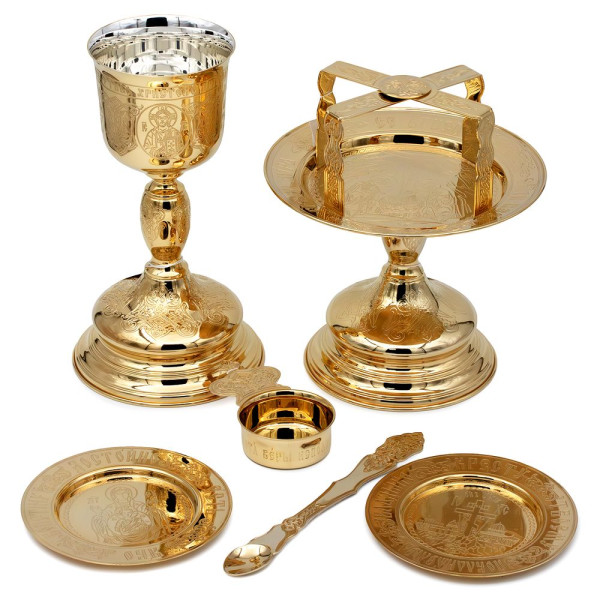 Євхаристійний набір комбінований в позолоті арт. BG1813KLP-SET+7 