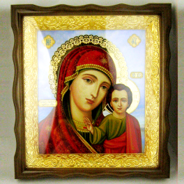 Ікона на дереві латунна Казанська Божа Матір   арт. 2.14.0207лпж-4