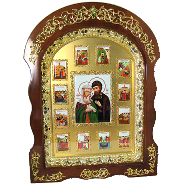 Ікона на дереві латунна Петро і Февронія  арт. 2.14.0211лпм-64