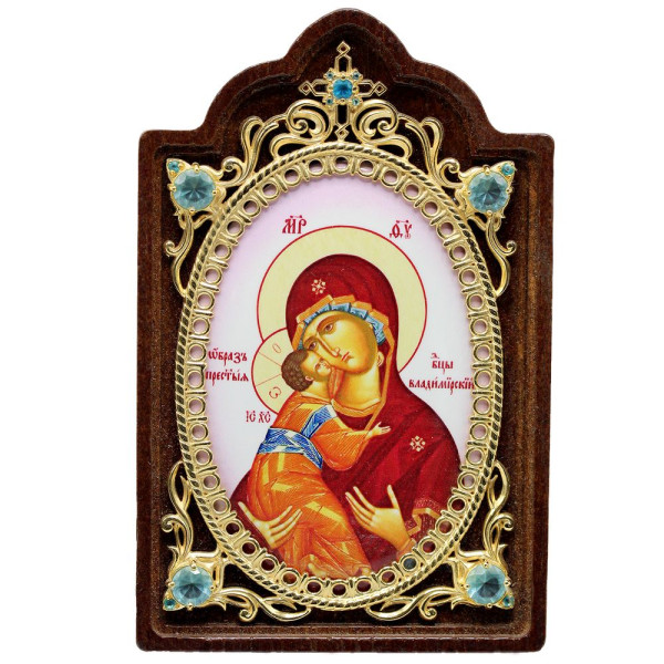 Ікона латунна Образ Богородиці Володимирська в позолоті арт. 2.78.0625лп