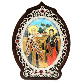 Ікона латунна Священномученик Кипріан і мучениця Іустина арт. 2.78.09019л